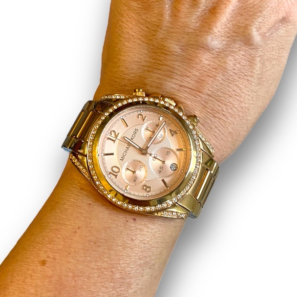 MICHAEL KORS MK5263 Blair All Rose-Gold Tone 39mm Chronograph Ladies Watch - Picture 13 of 16